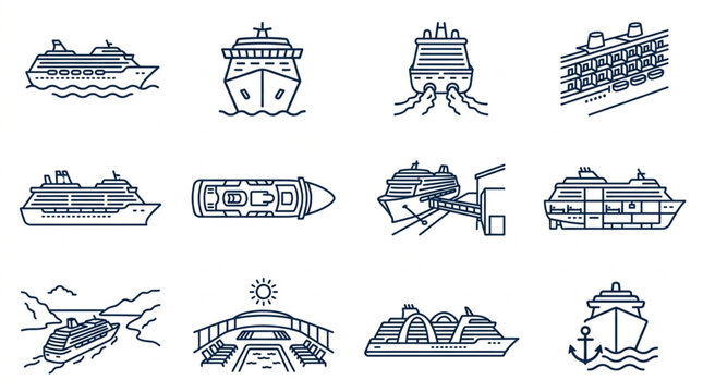 Collection of Various Ship and Maritime Icons