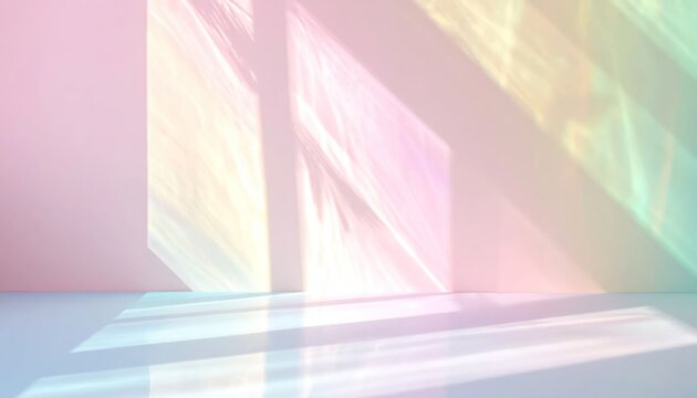 Soft Pastel Rainbow Light Reflections on Minimal Interior Wall