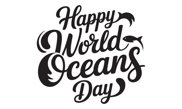 World Oceans Day Typography Design Marine Conservation Celebration