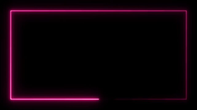 Glowing neon pink rectangular frame border animation with smooth light path motion for digital overlay and social media