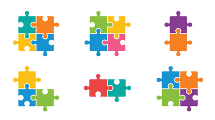 Naklejka premium Colorful Puzzle Pieces Collection