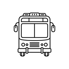 Fototapeta premium Front view of outlined bus illustration for transportation design