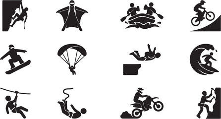 Collection of various extreme sports silhouettes. © Idaryati