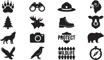 Obraz premium Collection of wildlife and nature symbols.
