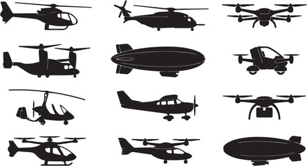 Collection of various aircraft silhouettes. © Idaryati