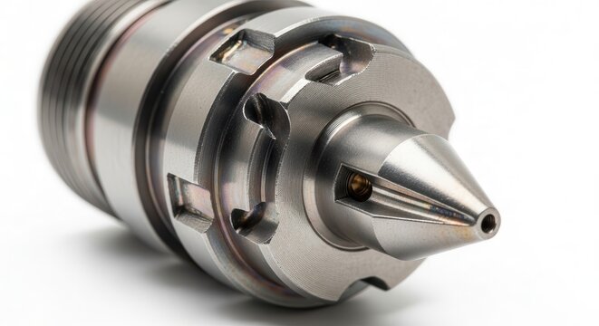 Industrial metal laser cutting nozzle for high precision machining.
