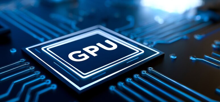 GPU Processor Chip on Circuit Board for AI Computing and Data Processing