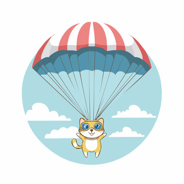 Cute Cat Parachuting with Goggles