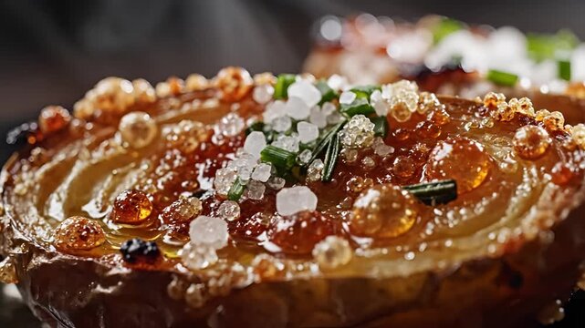 Gourmet Appetizer with Caviar and Sea Salt CloseUp.
