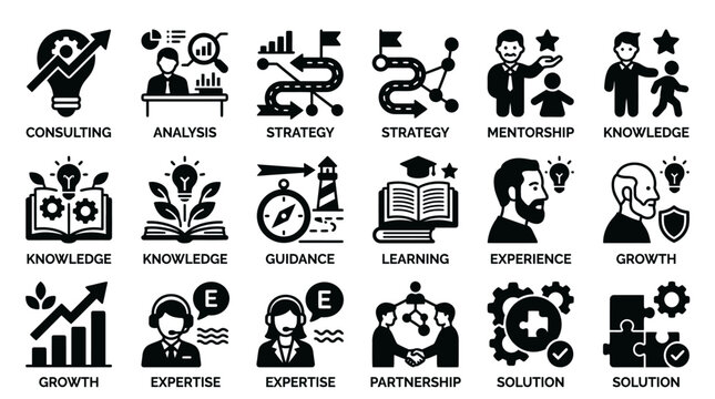 Business Strategy and Growth Icons Collection.