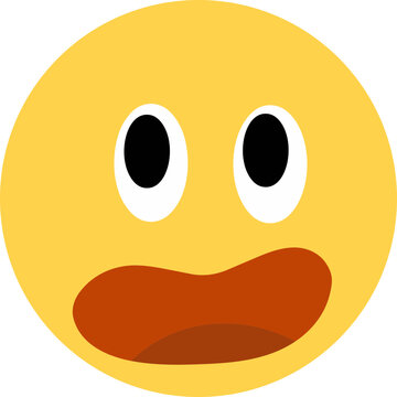 Cute Surprised Emoji Face Flat Vector Illustration