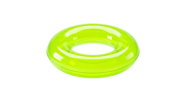 Vibrant lime green inflatable pool ring tube for swimming