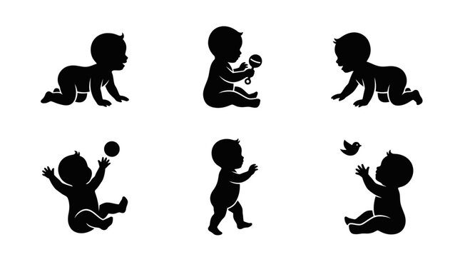 Playful Babies Engaged in Activities, Fun Indoor Environment, Illustrative Artwork