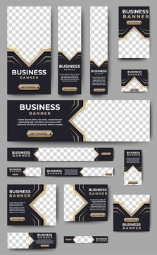 Business web banner template set. Vector horizontal, vertical, square web ads banner. Abstract Business Ads poster for Web post Design Template. Social Media Cover ads banner, flyer, invitation card