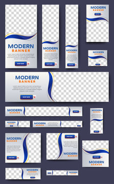 Corporate Business web banner template. vector Web set banner template, vertical, horizontal, square with multisizes. suitable for website ads, cover page, social media post, flyer and more	