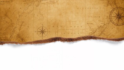 Vintage nautical map with compass rose and aged paper texture for maritime or exploration themes © Kanika Graphic