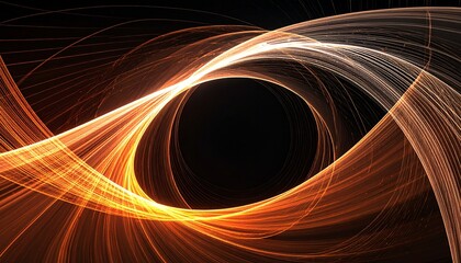 Naklejka premium Abstract Fiery Swirls of Light Creating a Mesmerizing Tunnel Effect Against a Dark Background