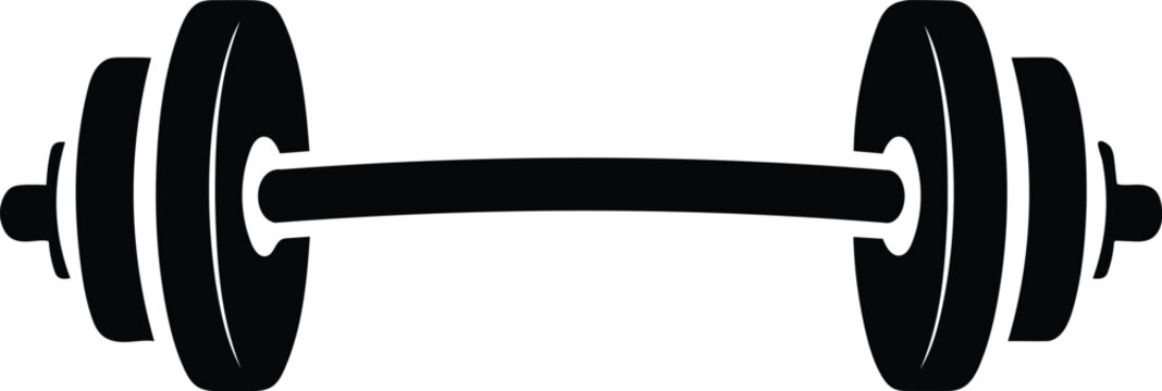 Black barbell silhouette vector for gym fitness and weightlifting