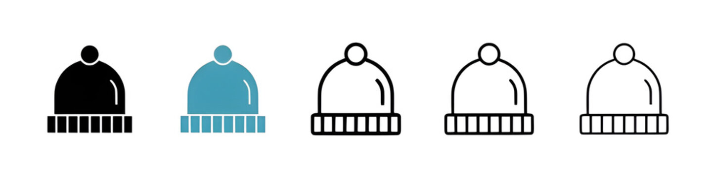 Winter hat line icon vector set. Thin line customizable illustration. Contour symbol. Vector isolated outline drawing. Editable stroke