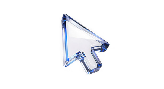 A blue computer mouse cursor
