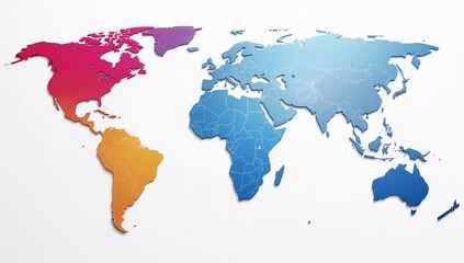 Fototapeta premium Colorful World Map Illustration Showing Continents and Countries