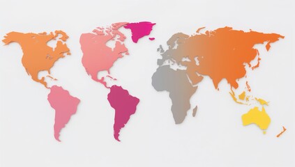 Fototapeta premium Colorful World Map Illustration with Brightly Colored Continents and Countries