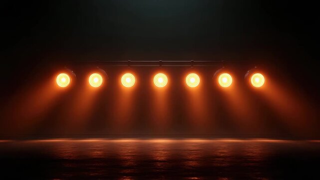 Orange Stage Light Spotlight Beam on Dark Empty Theater Concert Backdrop with Dramatic Glow and Performance Scene for SEO Friendly Video Title