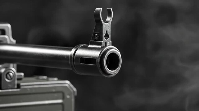 Smoke from a gun barrel closeup.
