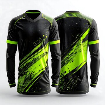 Black and neon green cycling jacket front view.