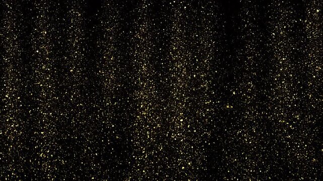 Golden Glitter Curtain VFX Overlay on Black Background