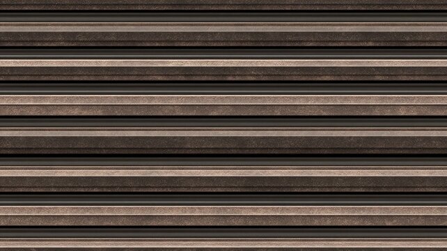 Abstract brown metal siding texture featuring parallel horizontal lines and ridged geometric pattern design for architecture.
