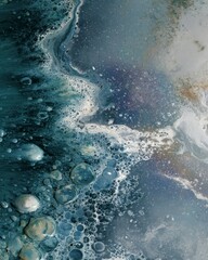 Fototapeta premium Abstract Ocean Wave with Bubbles and Swirls