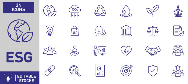 A set of 24 ESC line icons