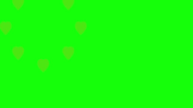 3D render of romantic heart circle formation on green screen background creating minimal chroma key animation designed for video overlays