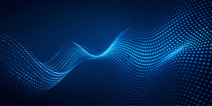 Blue Digital Wave Technology Background: Futuristic Particle Network Abstract Data Flow Design Vector