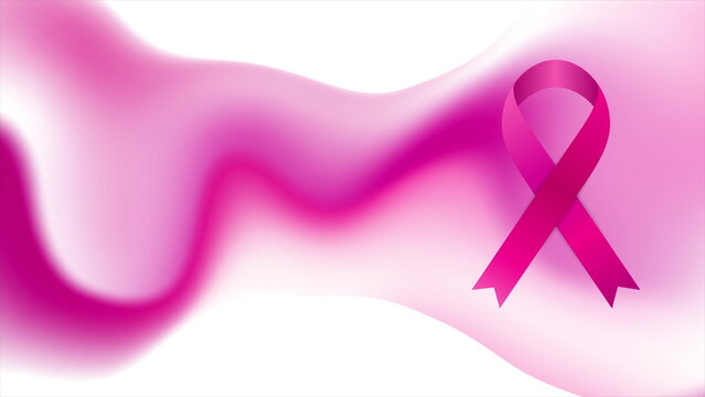 Breast cancer awareness month. Pink ribbon tape concept wavy background