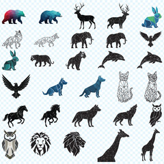 Obraz premium Minimalist Geometric Animal Retro Modern Abstract Vector Illustration