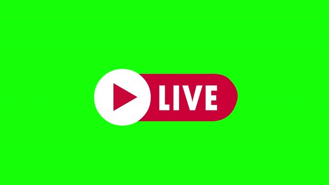 Live Streaming Play Button Animation on Green Screen | Social Media Live Broadcast Icon