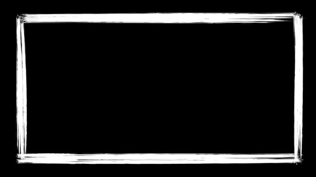 hand drawn white rectangle frame animation for video border