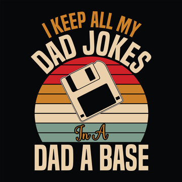 Dad jokes floppy disk database retro sunset
