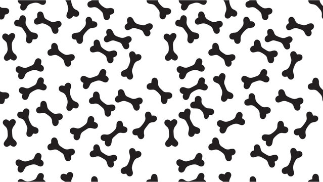 Minimalist seamless pattern texture featuring multiple small black dog bone shapes