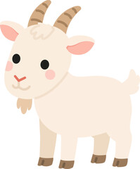 Fototapeta premium Cute White Goat Flat Vector Illustration