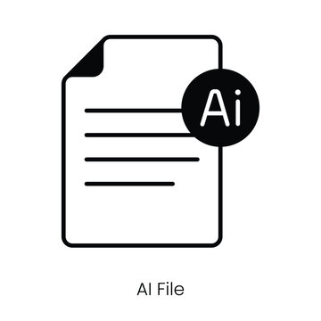 AI File Icon - Intelligent File Management. AI file icon representing smart file handling, document organization, and AI-powered file systems. Suitable for cloud storage, file explorers.