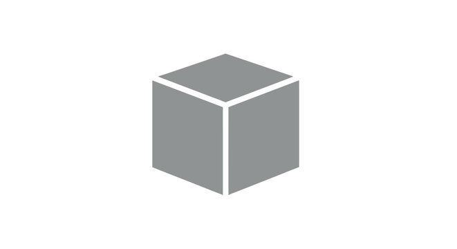 Grey cube with white outline.