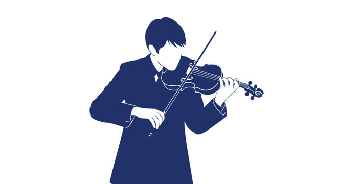 Man Playing a Violin Silhouette Music.