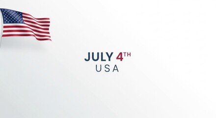 Fototapeta premium American flag waving proudly on Independence Day with text July 4th USA