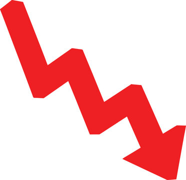 Red downward zigzag arrow vector illustration