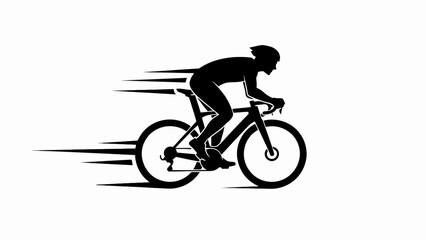 Fototapeta premium Cyclist racing fast with speed lines silhouette