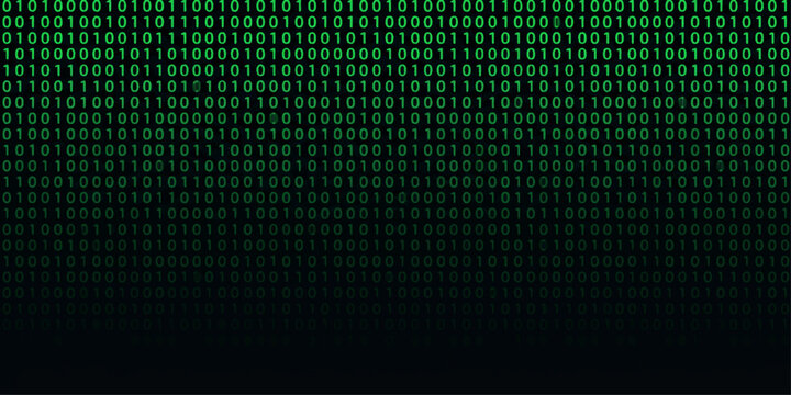 Classic green binary code with smooth varied fade gradient to black lower area for programming and cybersecurity background design use