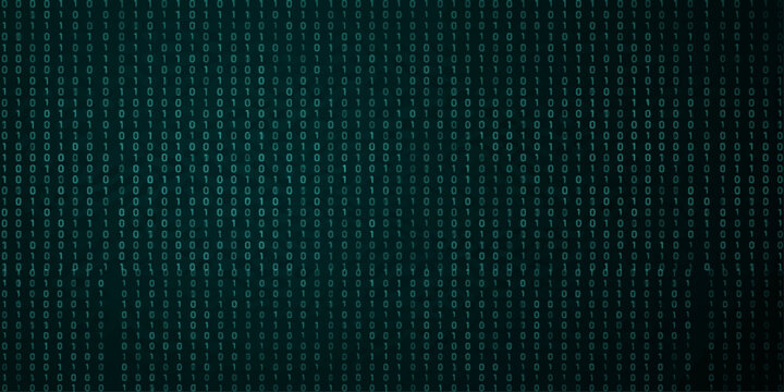 Soft teal binary code low luminosity vertical streams on dark background for minimal corporate tech and professional presentation design